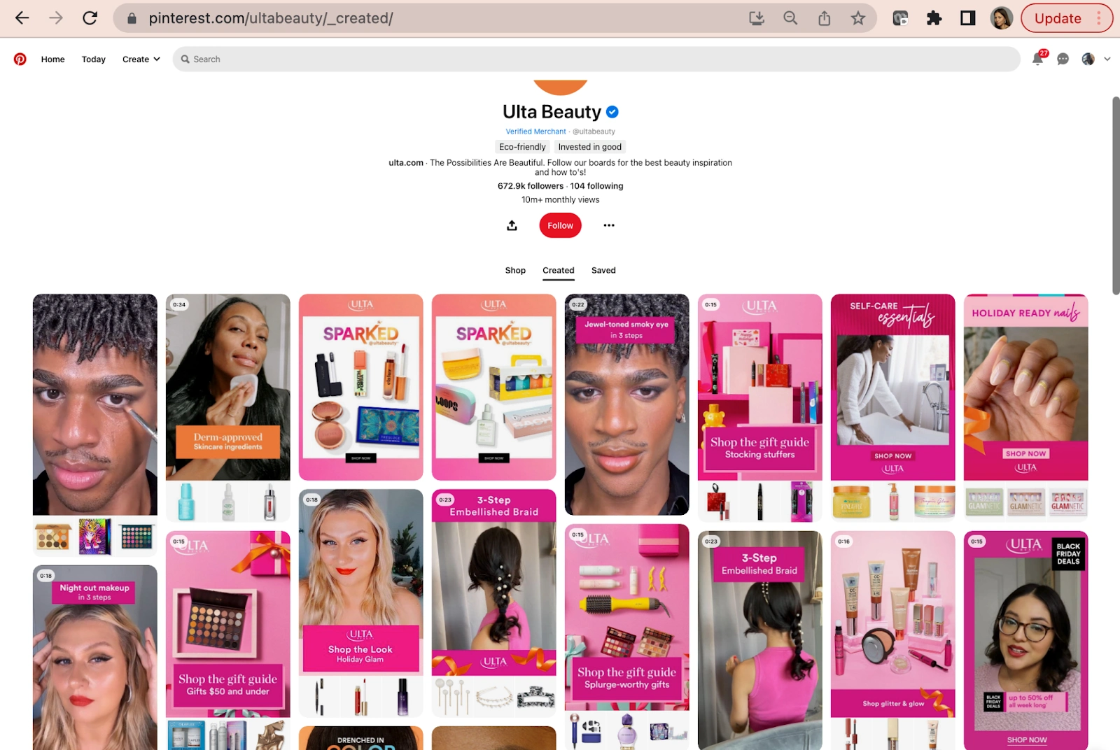 Ulta Pinterest Home Page