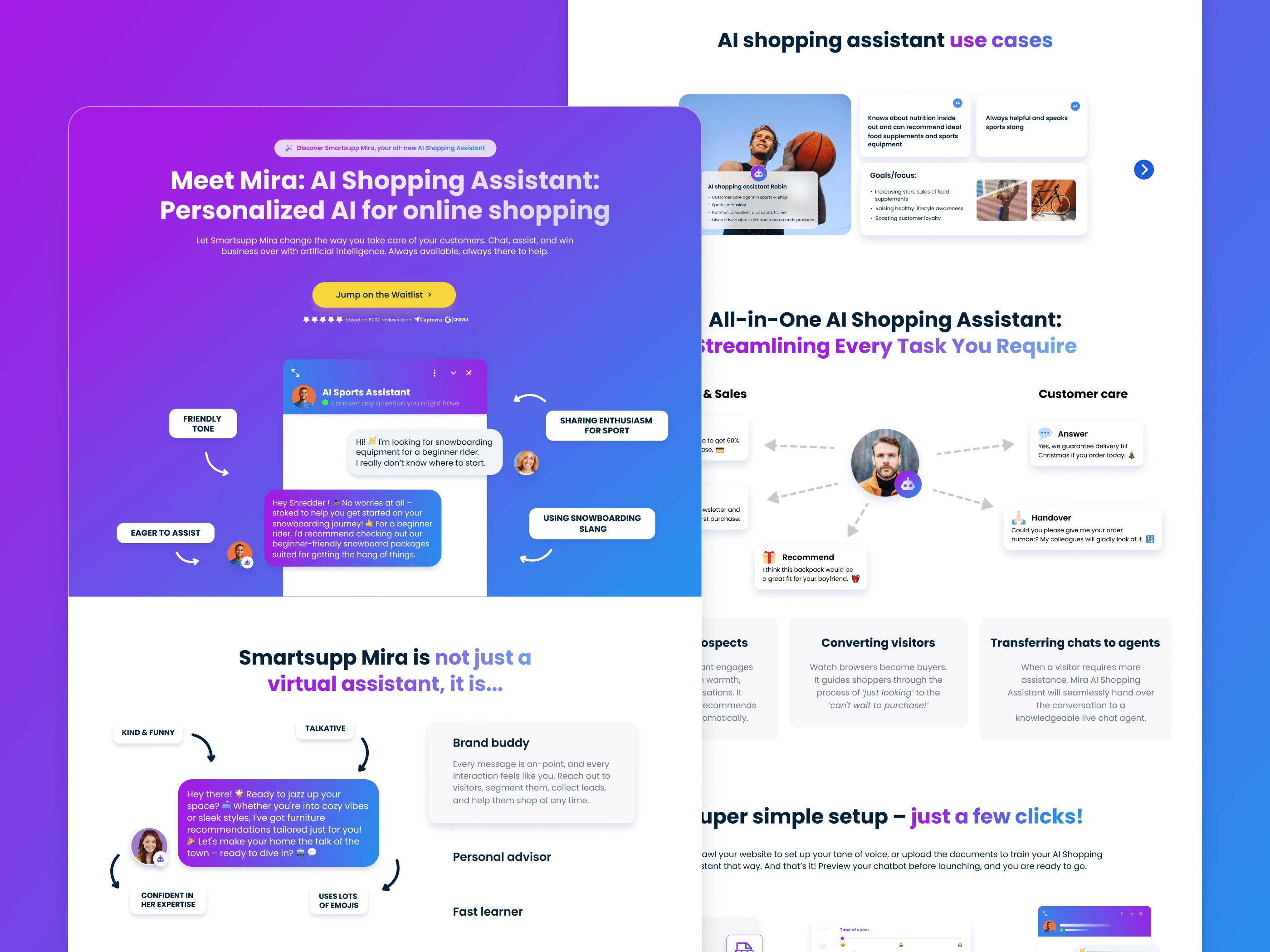 Landing page design for AI shopping assistant - SaaS landing page