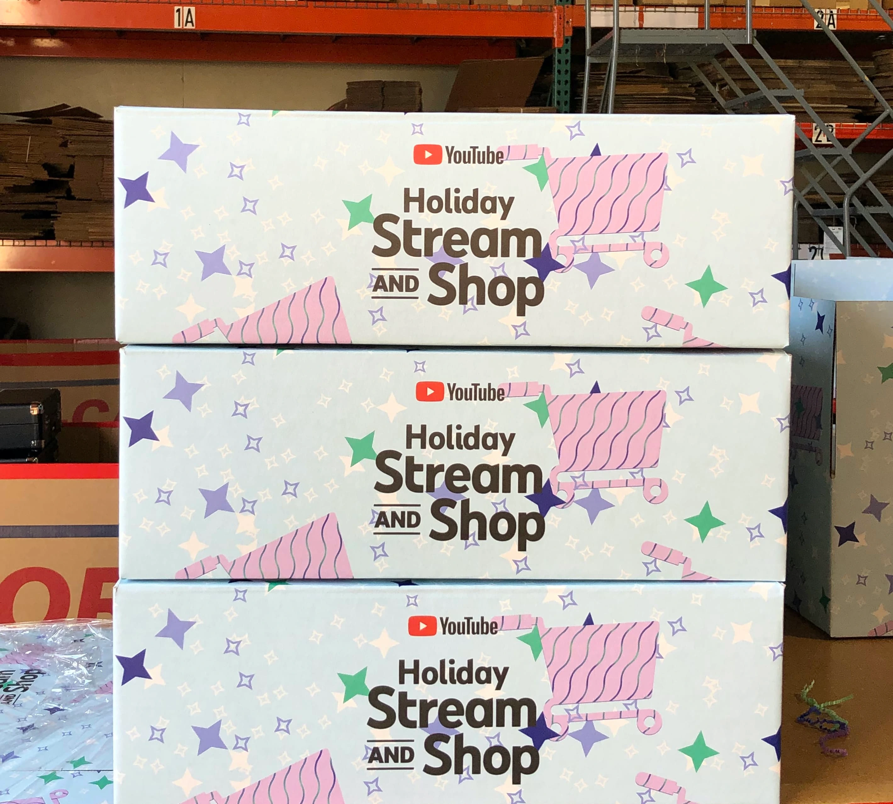 Holiday boxes ready for delivery at fulfillment center.