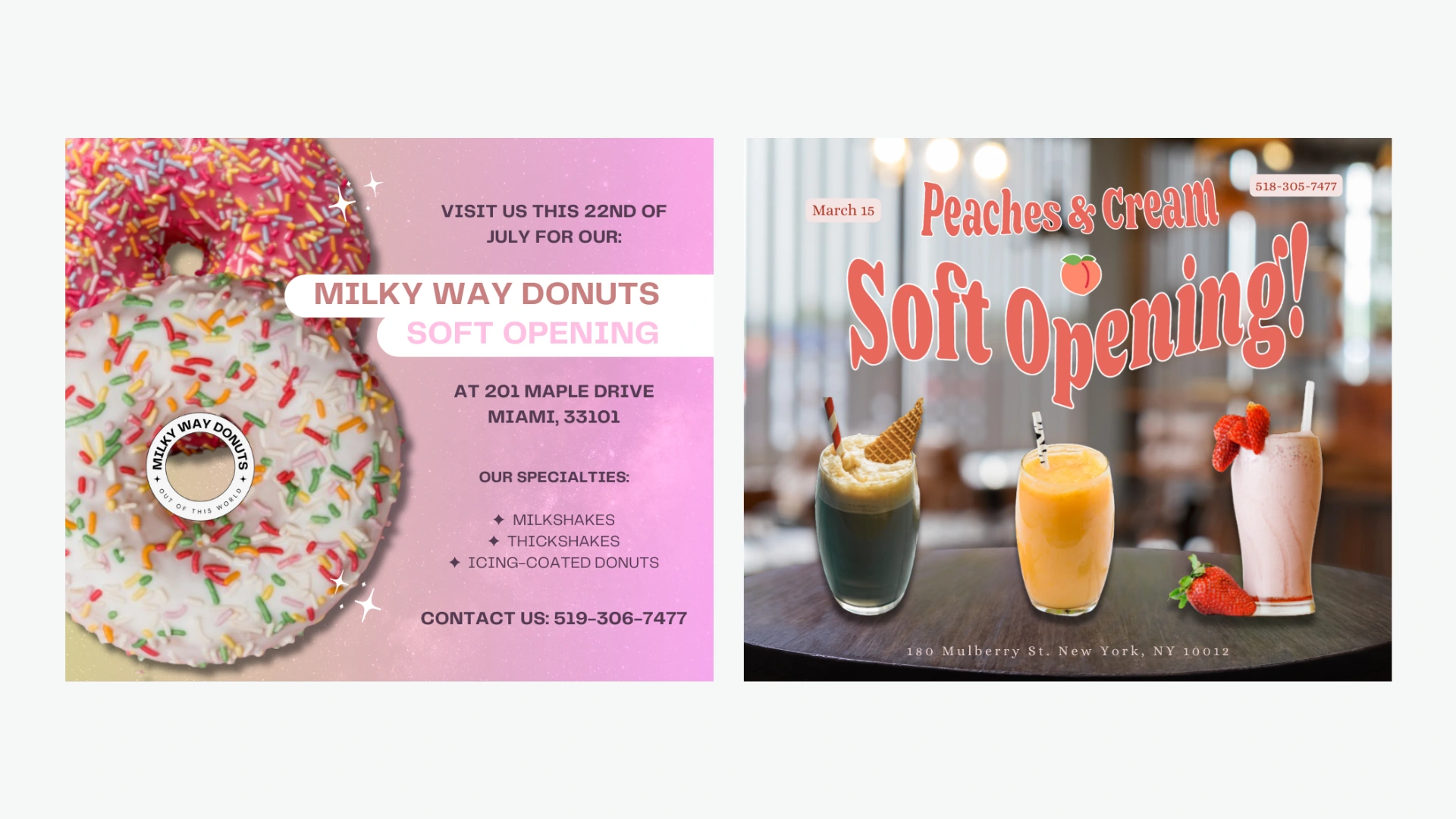 Facebook Post Creative for Milky Way Donuts and Peaches & Cream Bakery