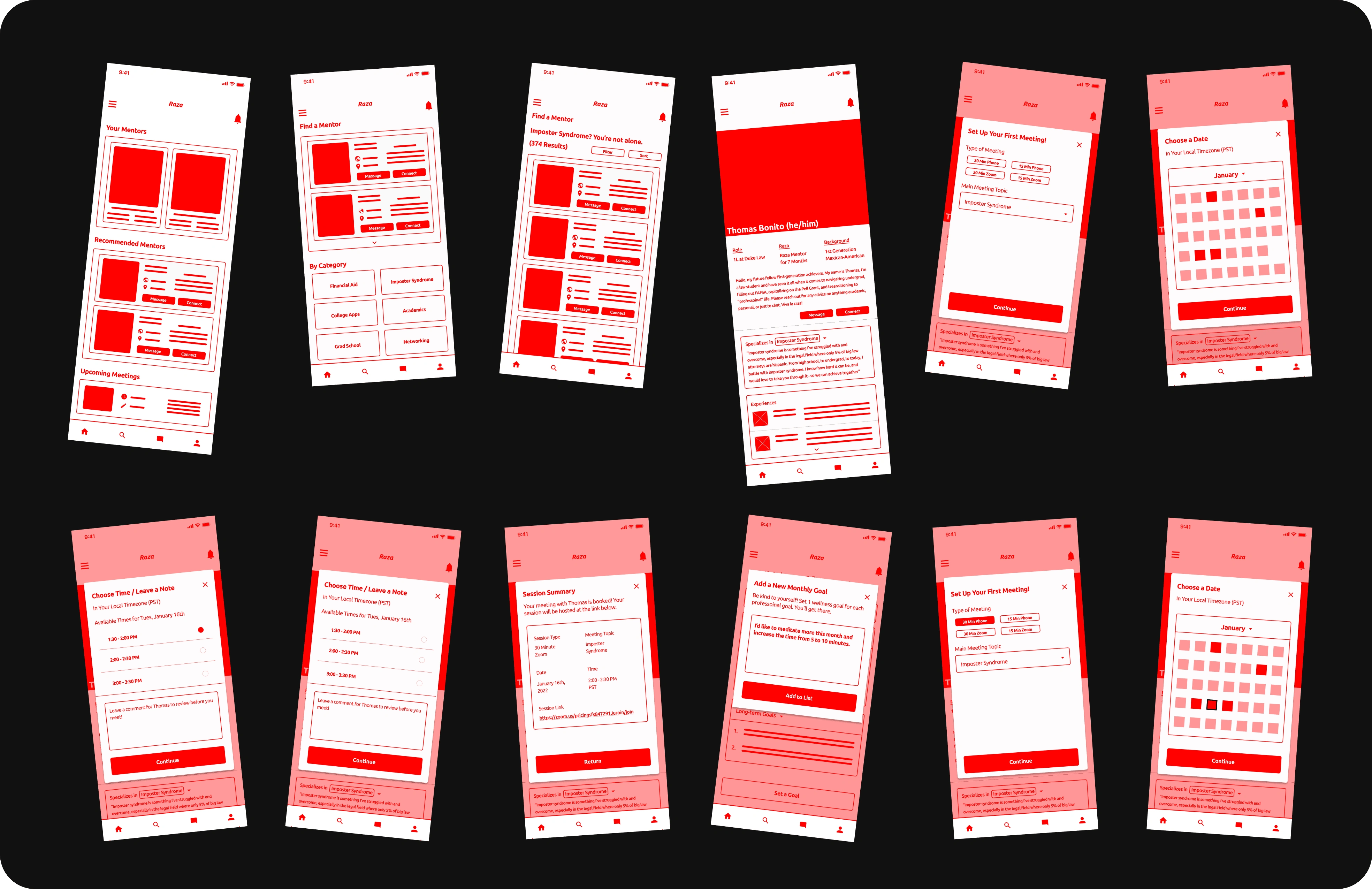 Digital Wireframes for Flow 2 (see all frames in my portfolio project!)