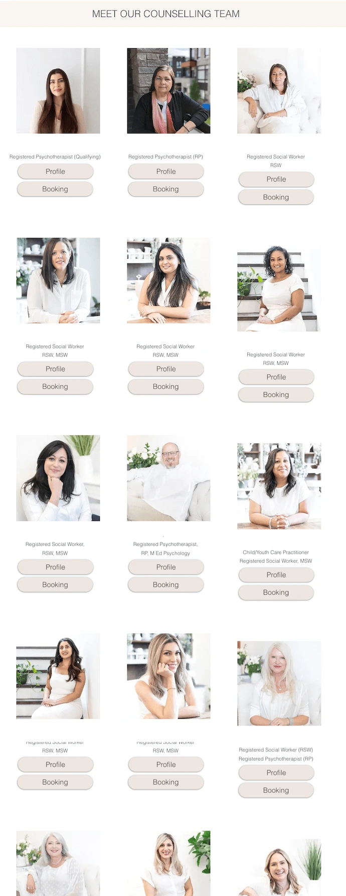 30+ Therapists make for a bad user experience and lower conversion rates