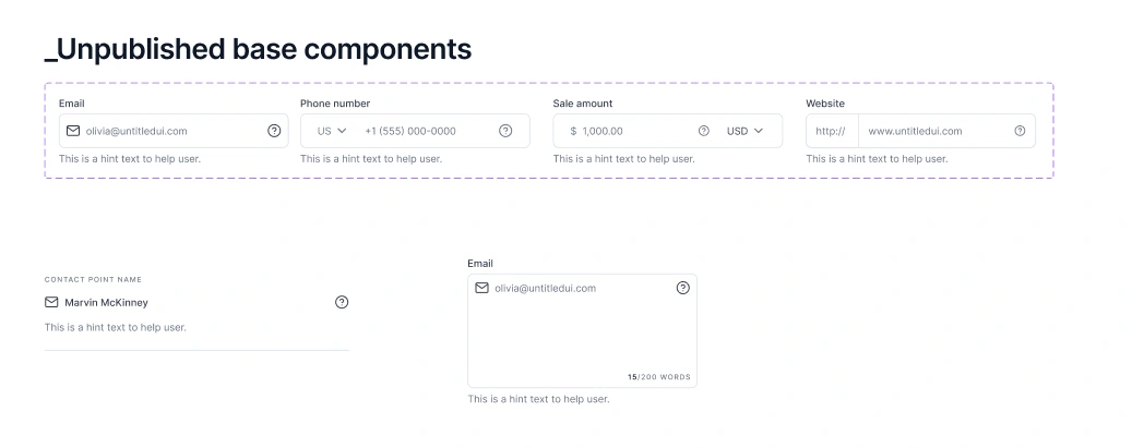 Unpublished Components