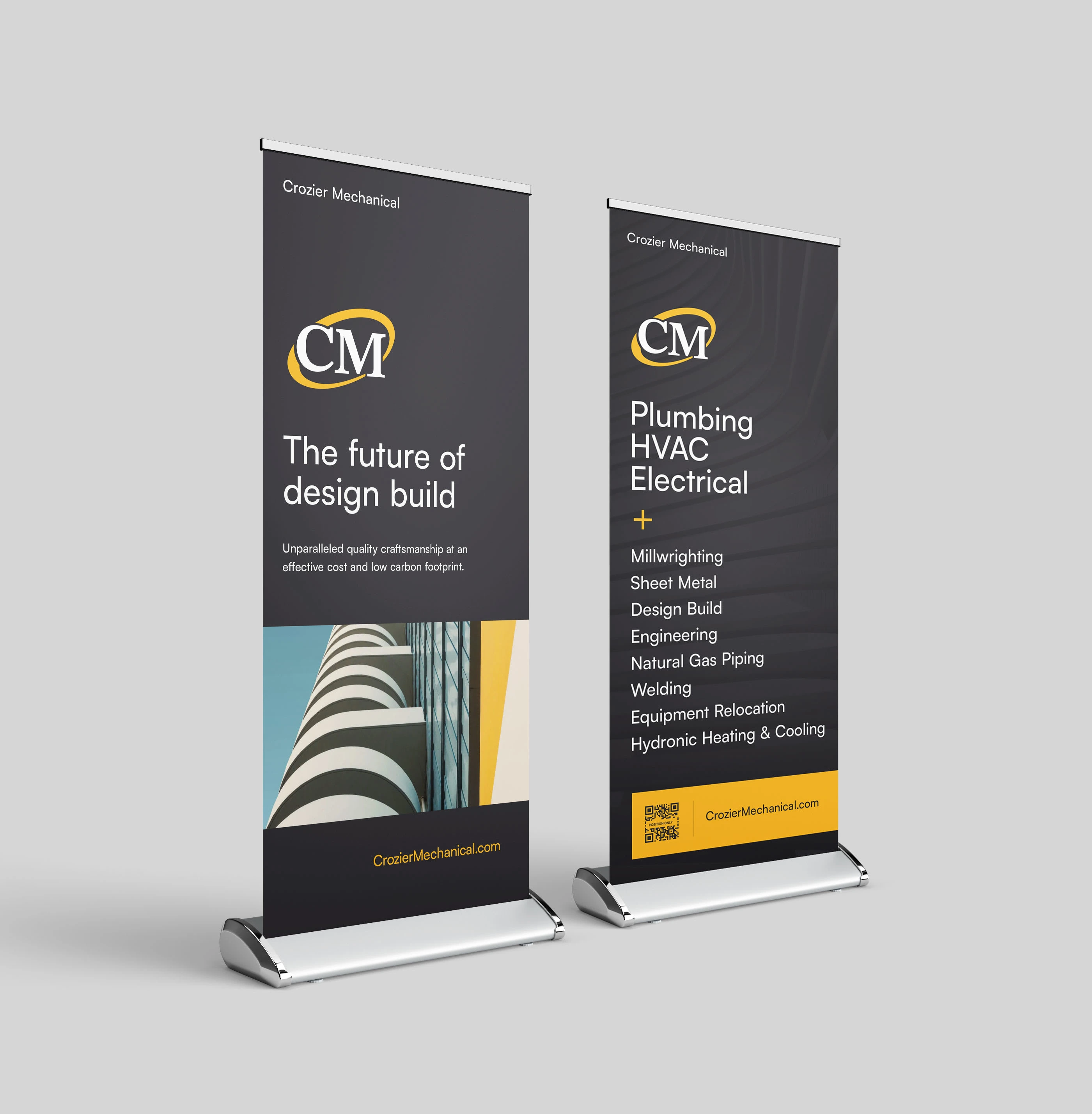 Pull Up Banners - Left: Branding & Key Messaging, Right: Services & Call to Action