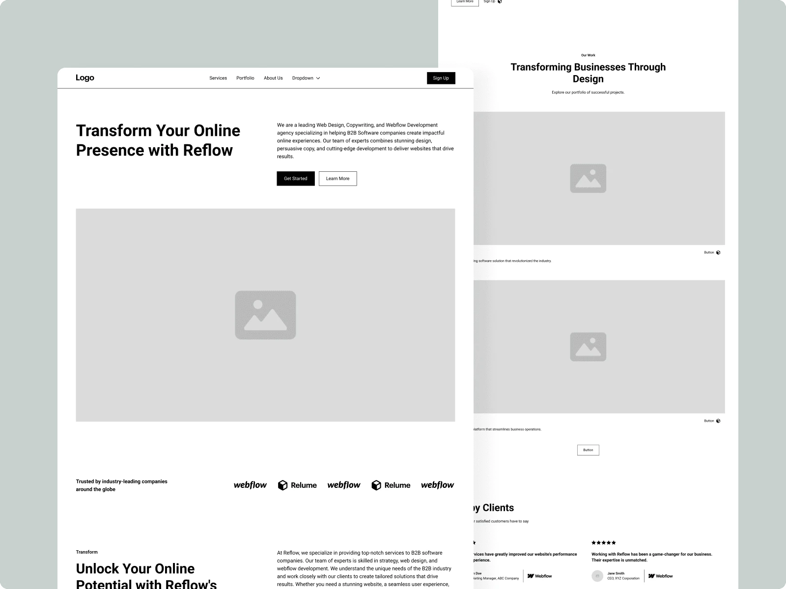 Homepage wireframe