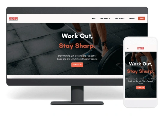 Homepage of FitForm, staying responsive on all screens