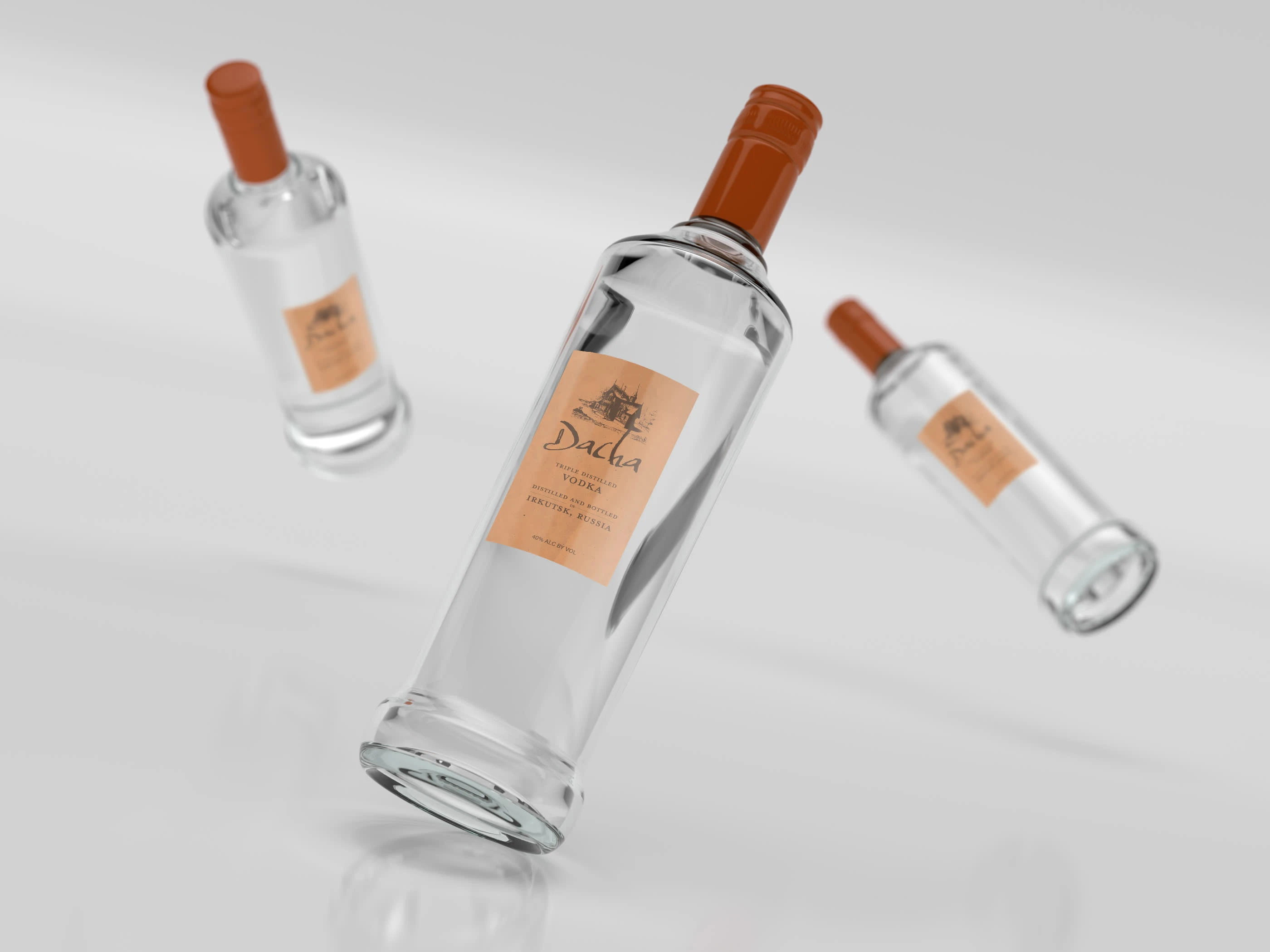 Mockup of vodka bottle label design used for music video