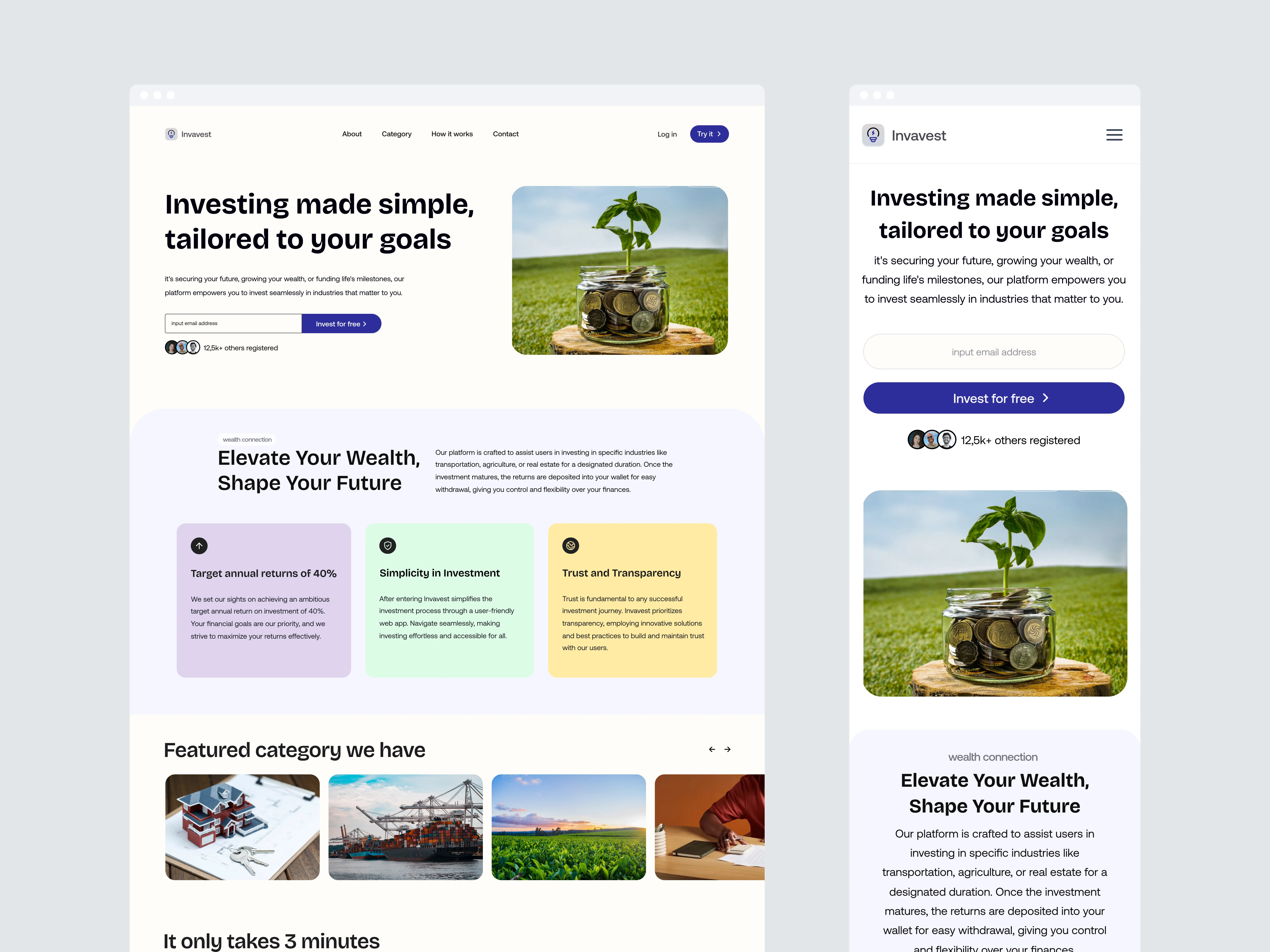 The landing page and mobile responsive