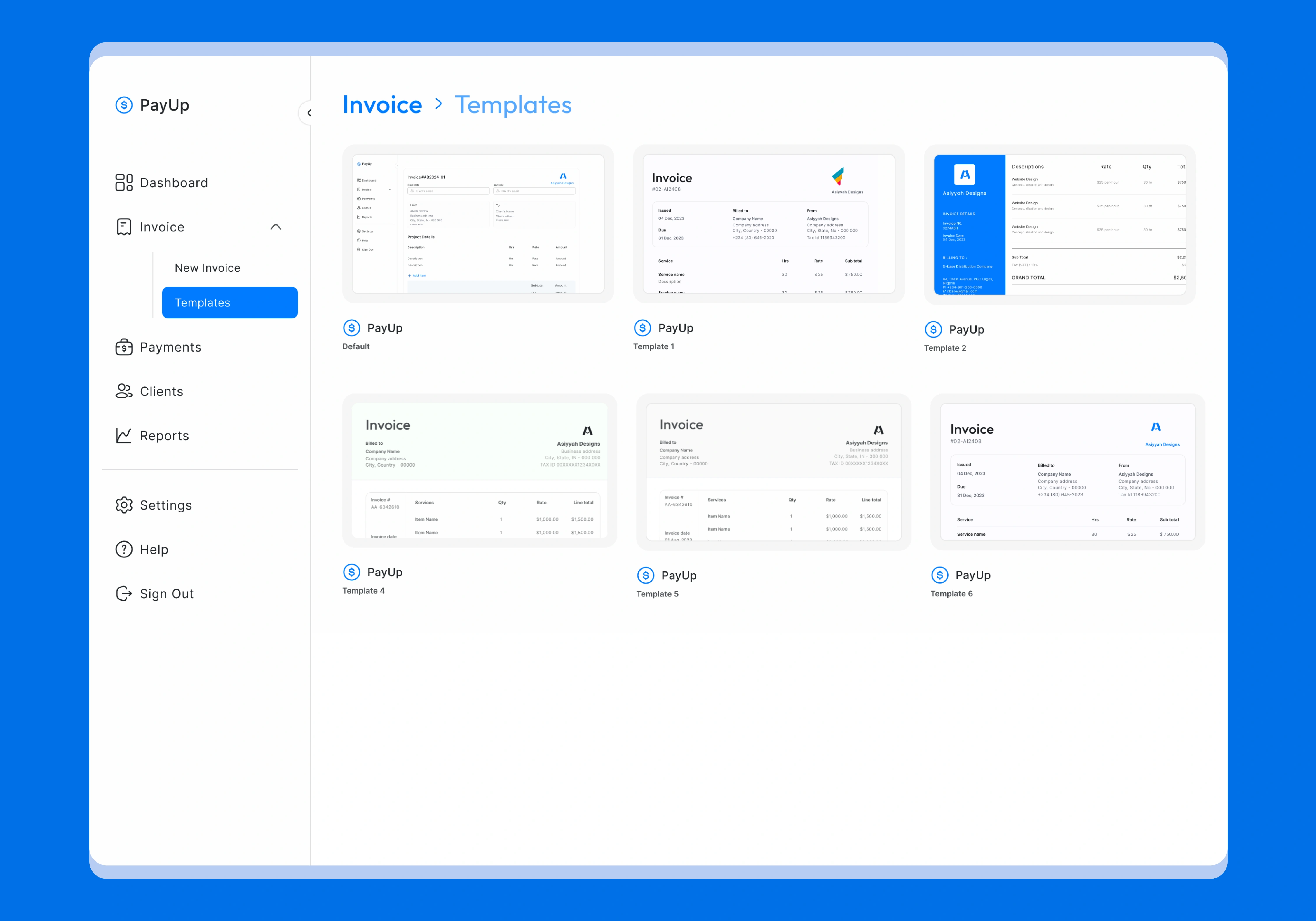 Invoice templates