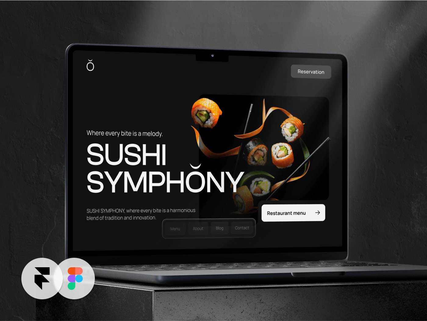 Sushi Symphony restaurant Framer template by Design Freaks and inCleveri