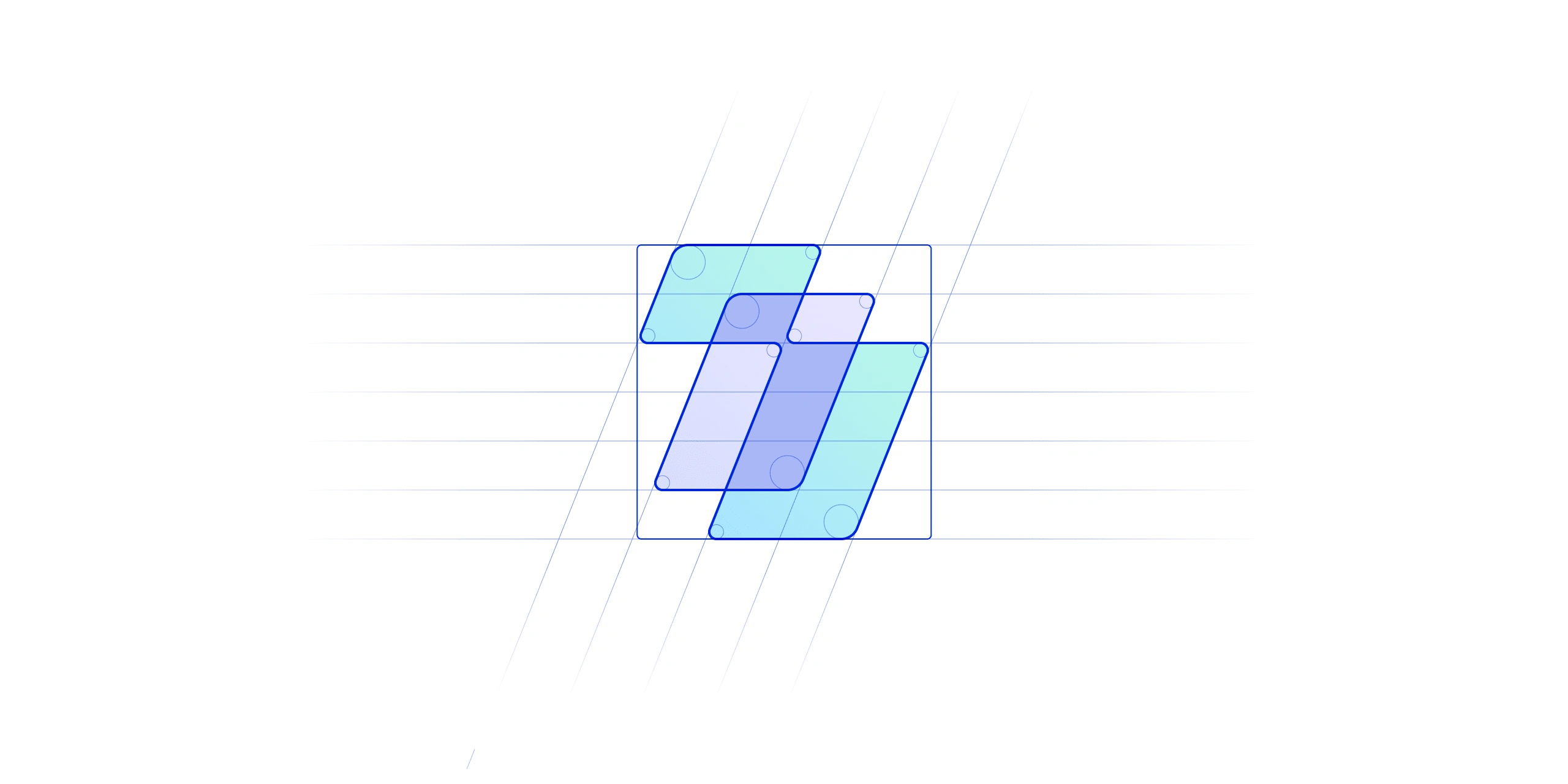 Logo with an abstract letter I in the intersection, perfectly fitted inside the square.