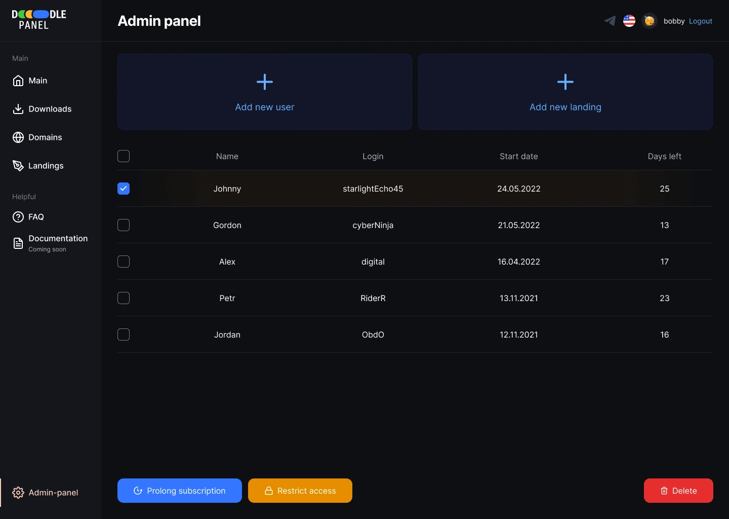 Subscription based multi-tenant application
