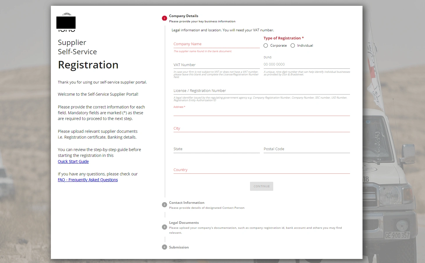 Supplier Self-Service Registration