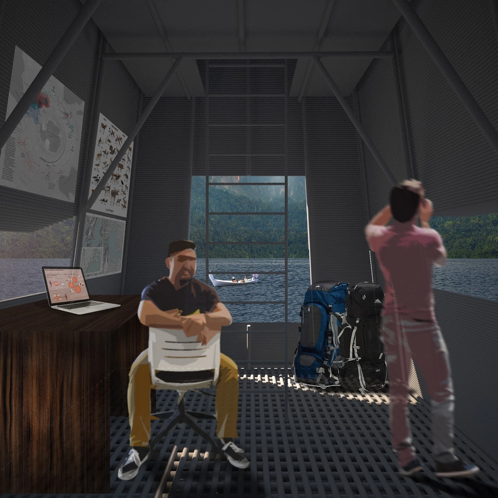 The interior visualization of the researcher unit