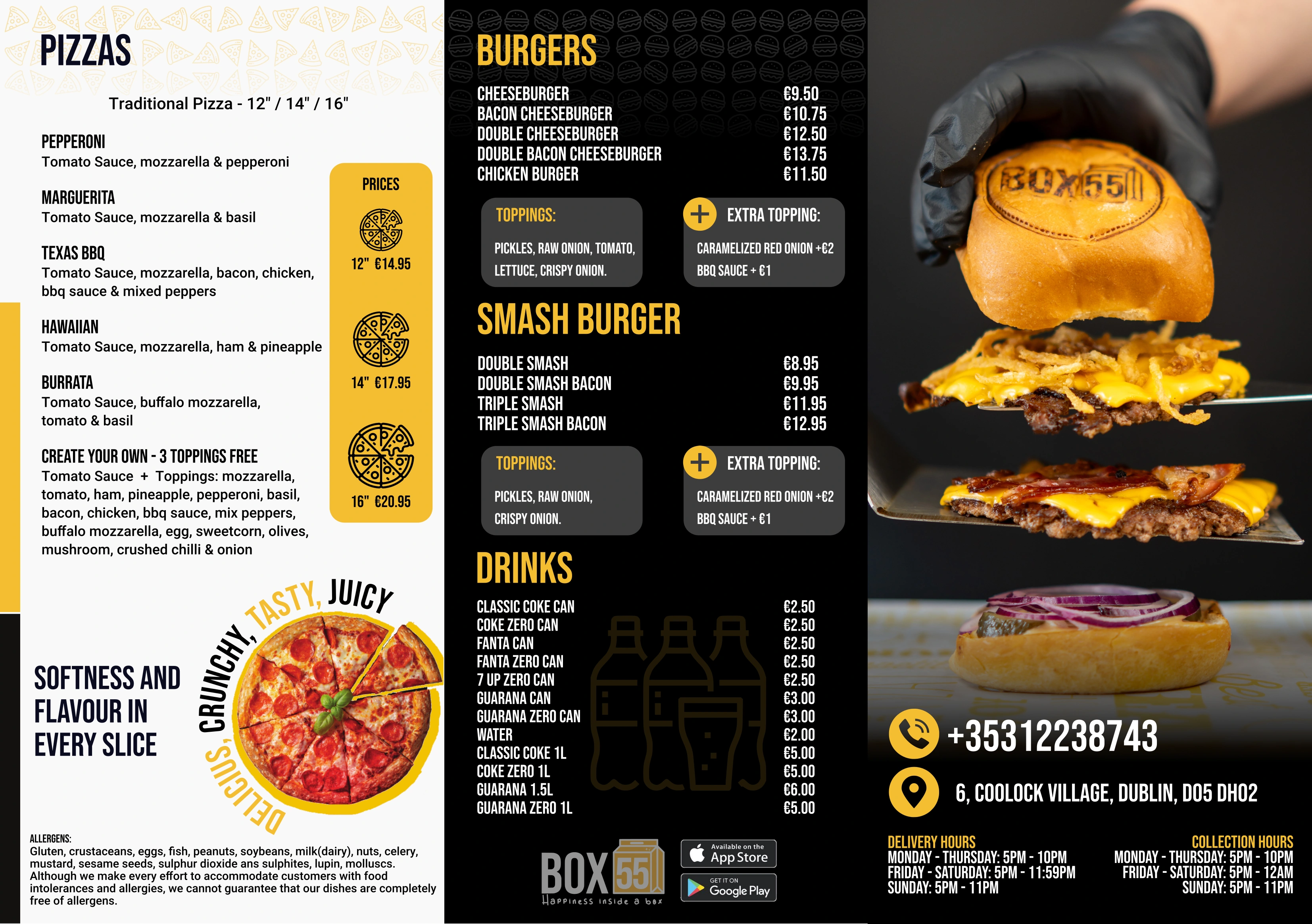 Foldable menu, a4 size, perfect to be delivered with orders