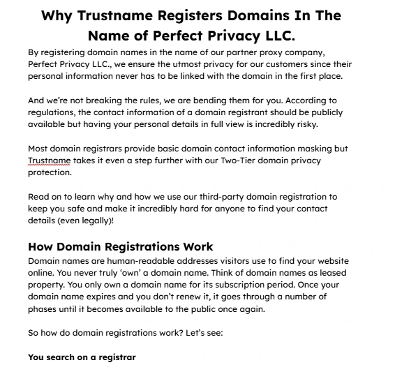 How Trustname's third-party domain registration works