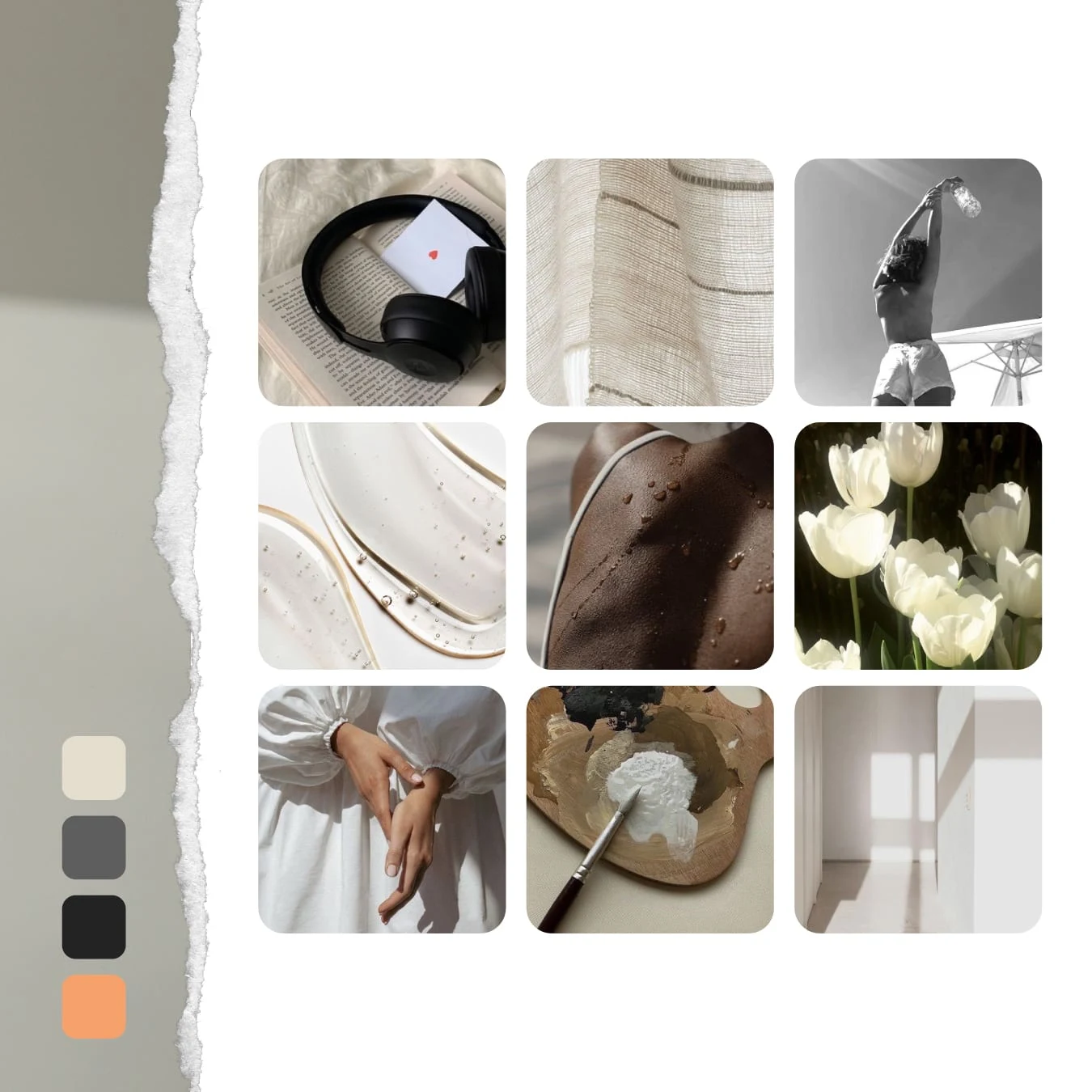 Mood board and colour palette.