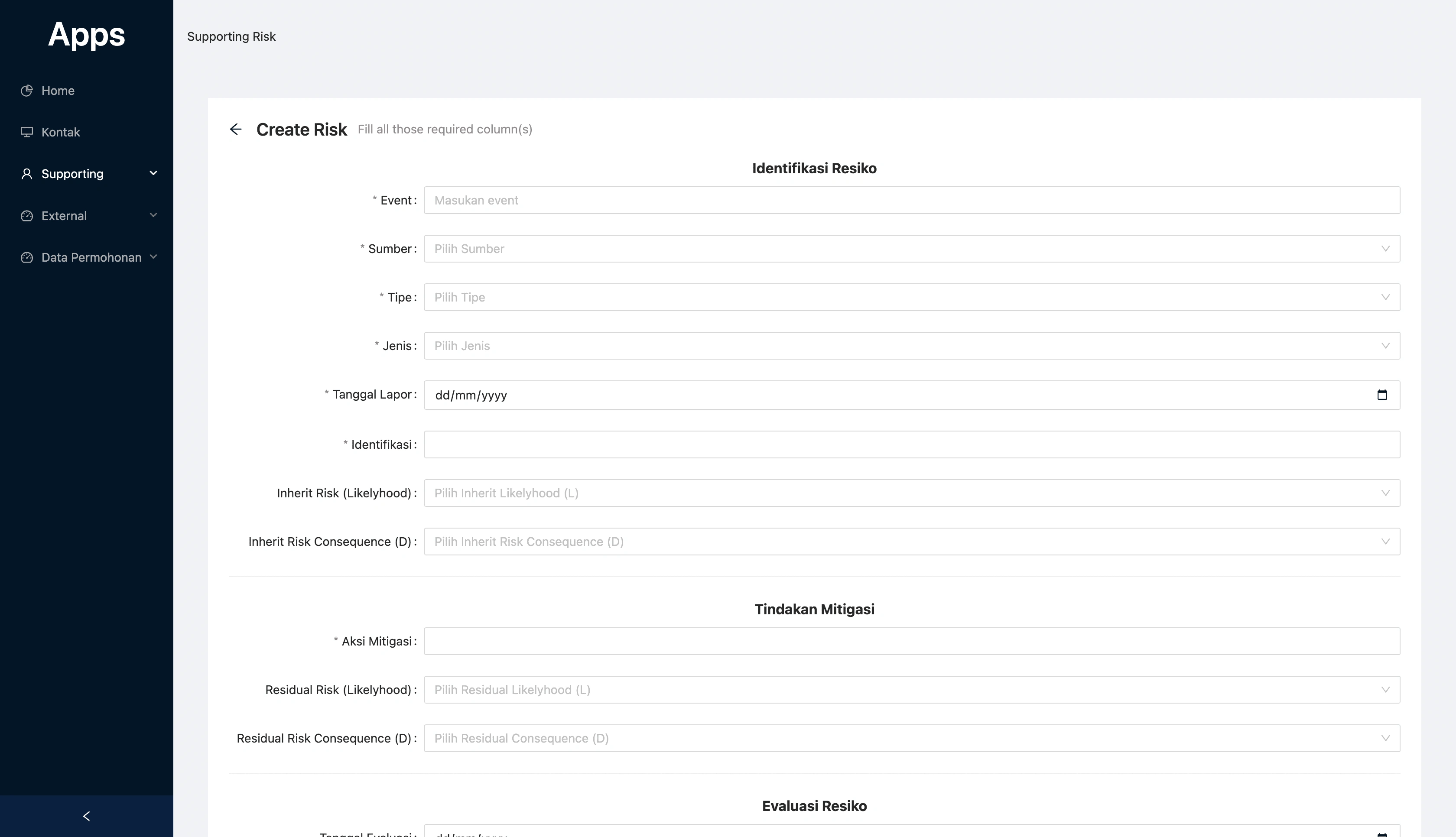 CHSE Certification - Asset Management Web Application - Interface view 3