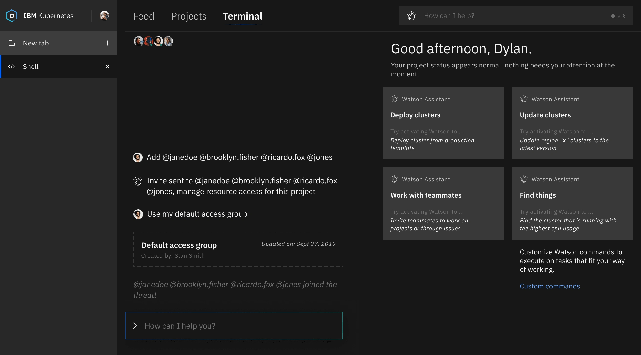 Collaborative terminal on the left, artifact rendering on the right.