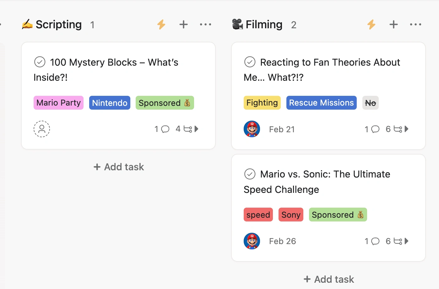 Fun, bright Kanban-style boards for task completion