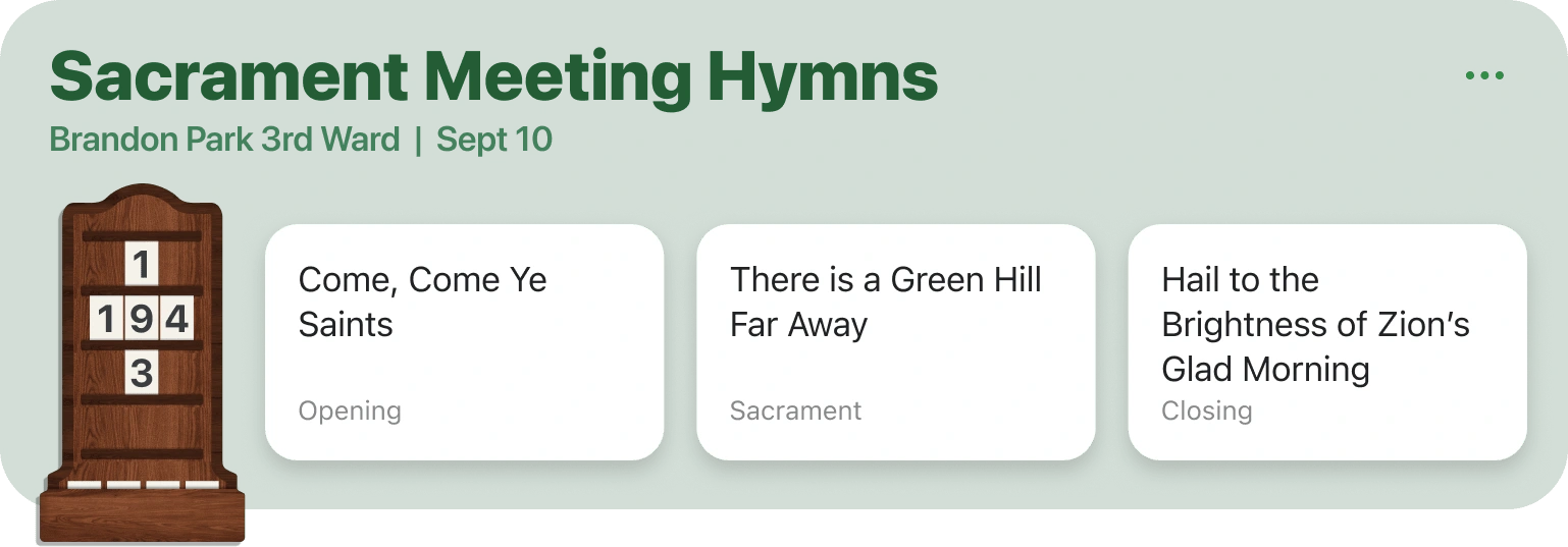 This is the iPad version of the Sacrament Meeting Hymns section.