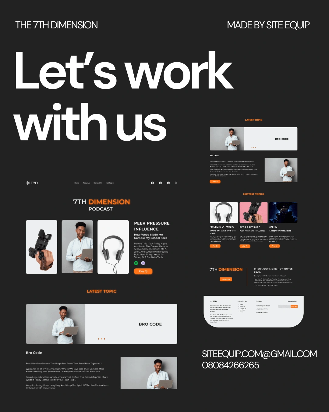 THE 7TH Dimension Mockup was designed using Figma and developed using WordPress, The 7TH Dimension website.