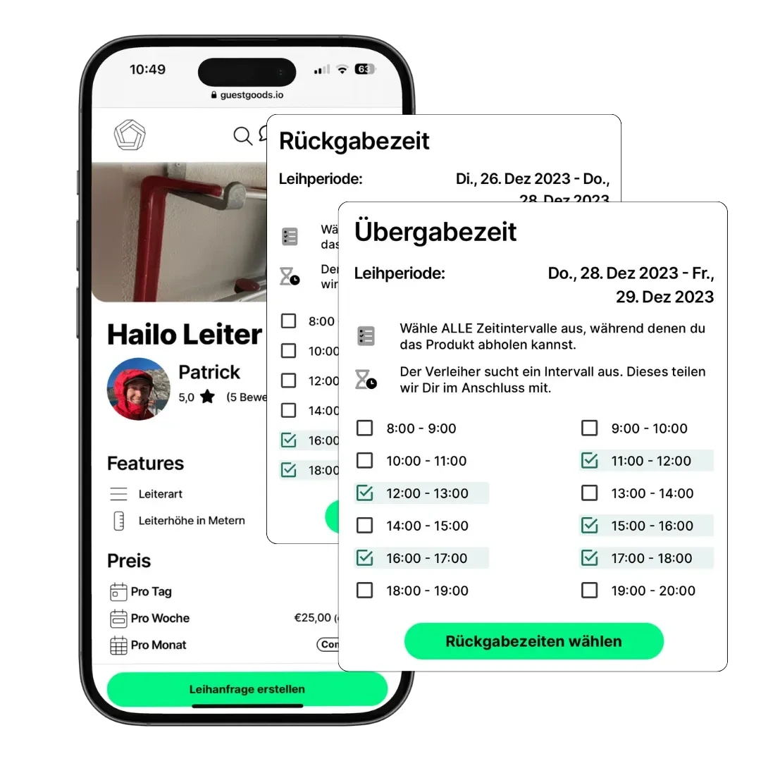 A potential borrower selects applicable time slots