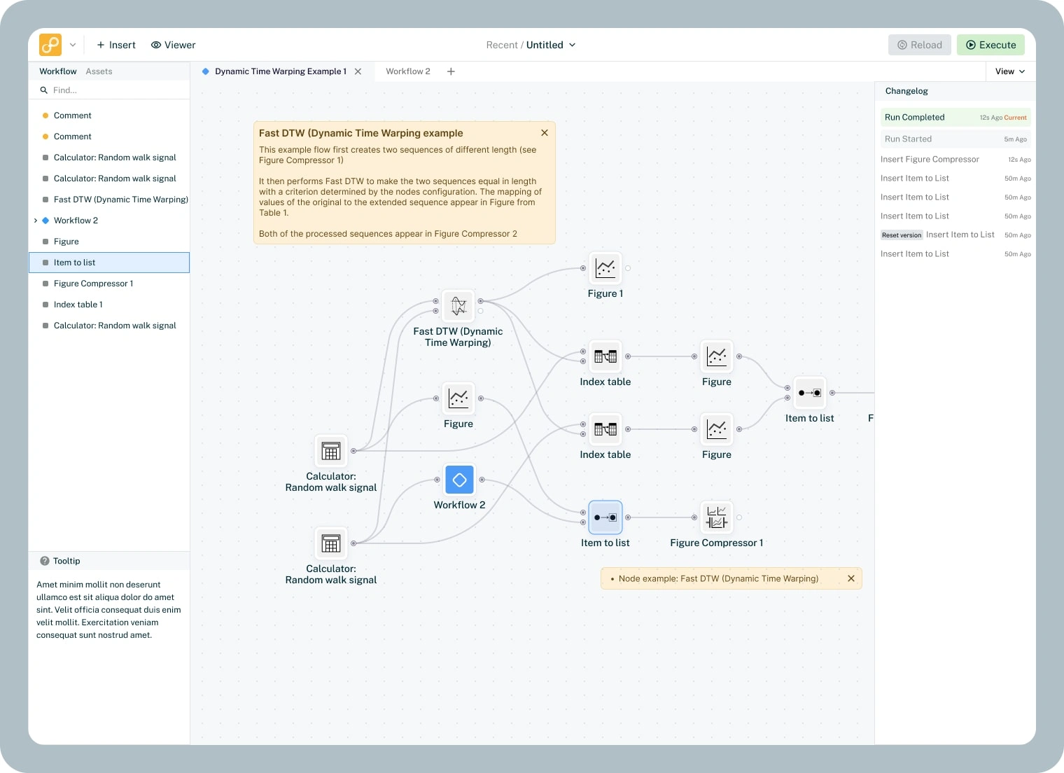 UI of a built workflow