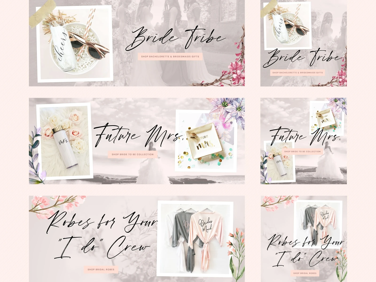 Designed web banners for a wedding accessories website.