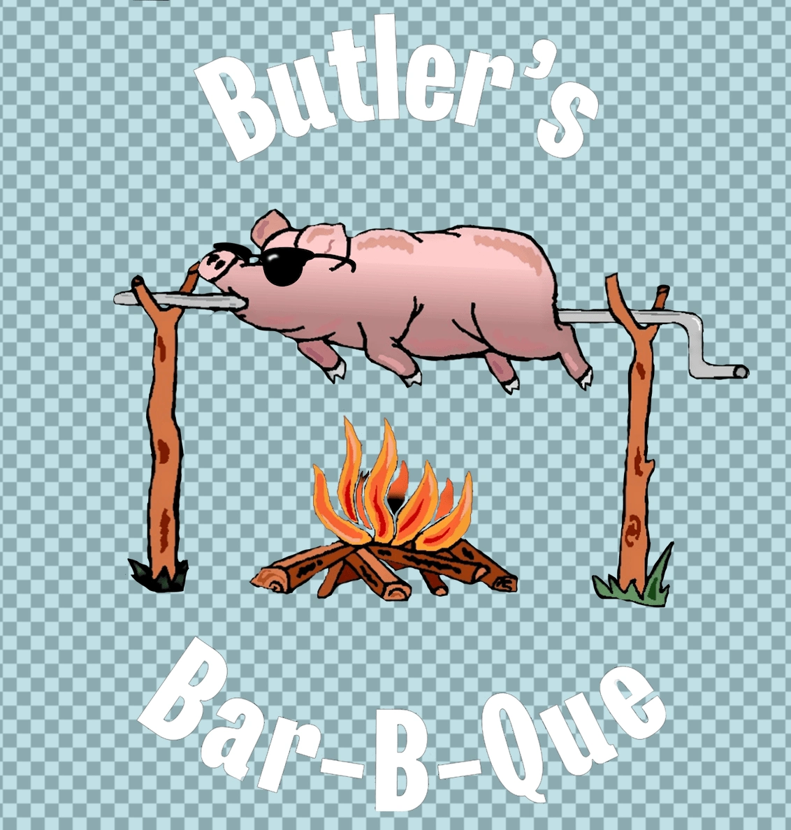 Butler's Bar-B-Que logo designed for T-shirts in Barbecuing competition