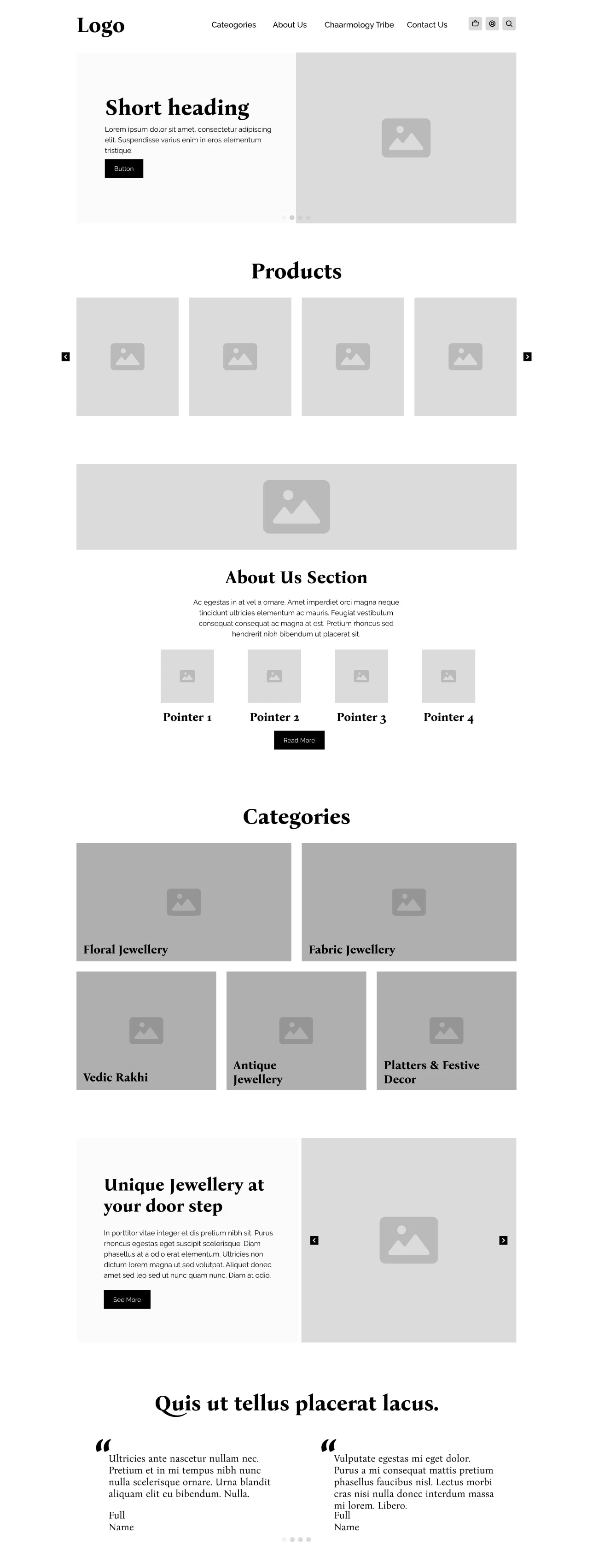 Homepage Wireframe