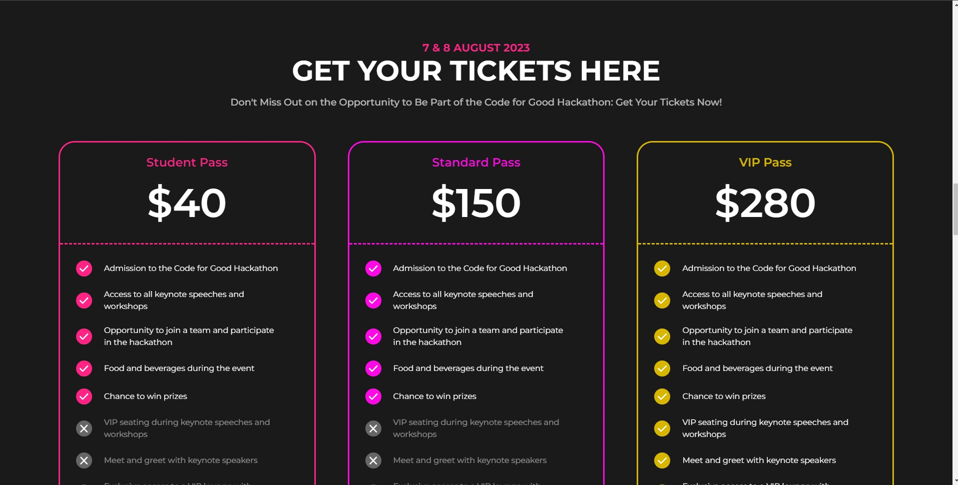 Tickets section