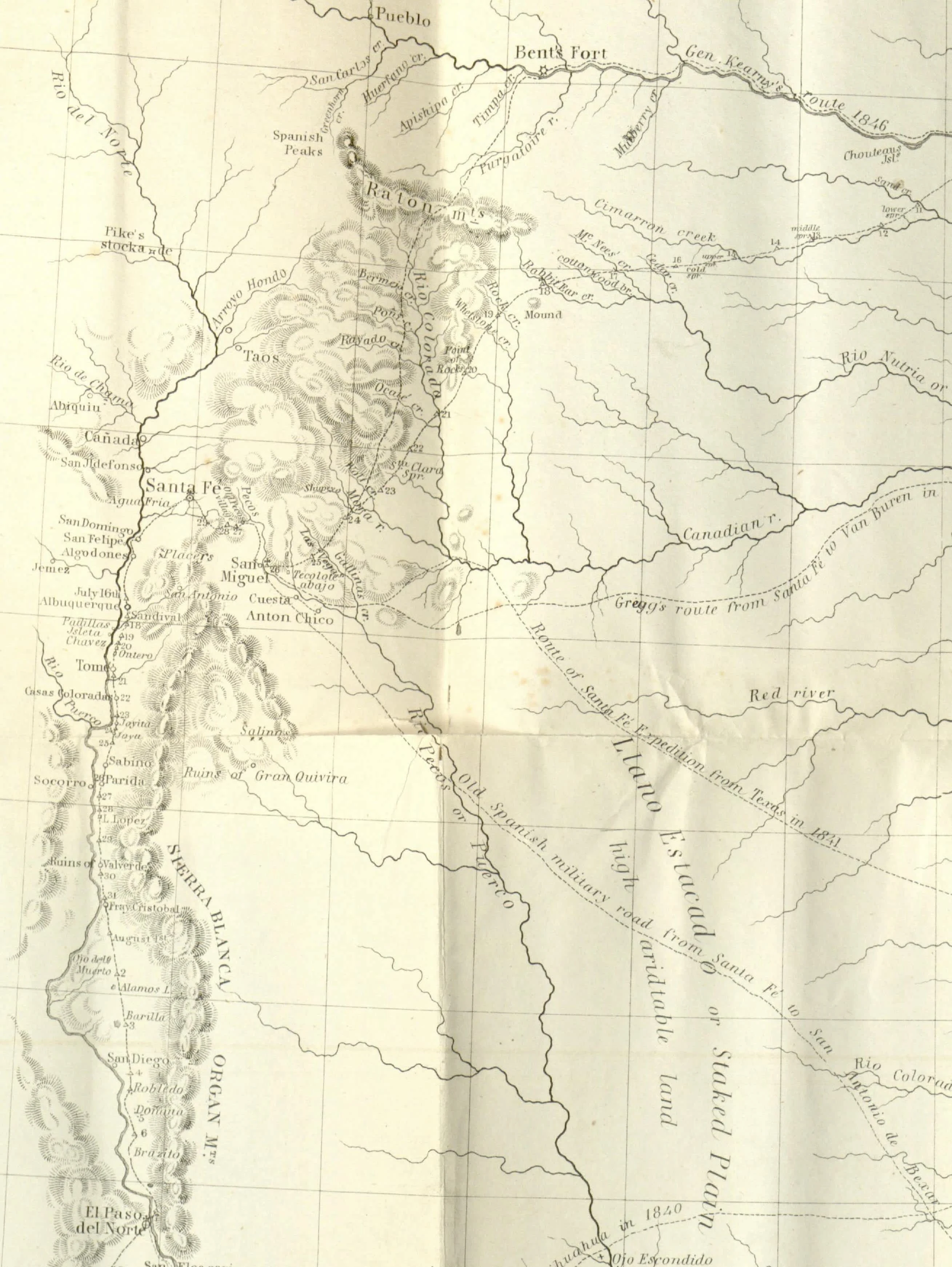 Map from "Memoir of a tour to northern Mexico: connected with Col. Doniphan's expedition in 1846 and 1847" by A. Wislizenus, via Wikimedia Commons.