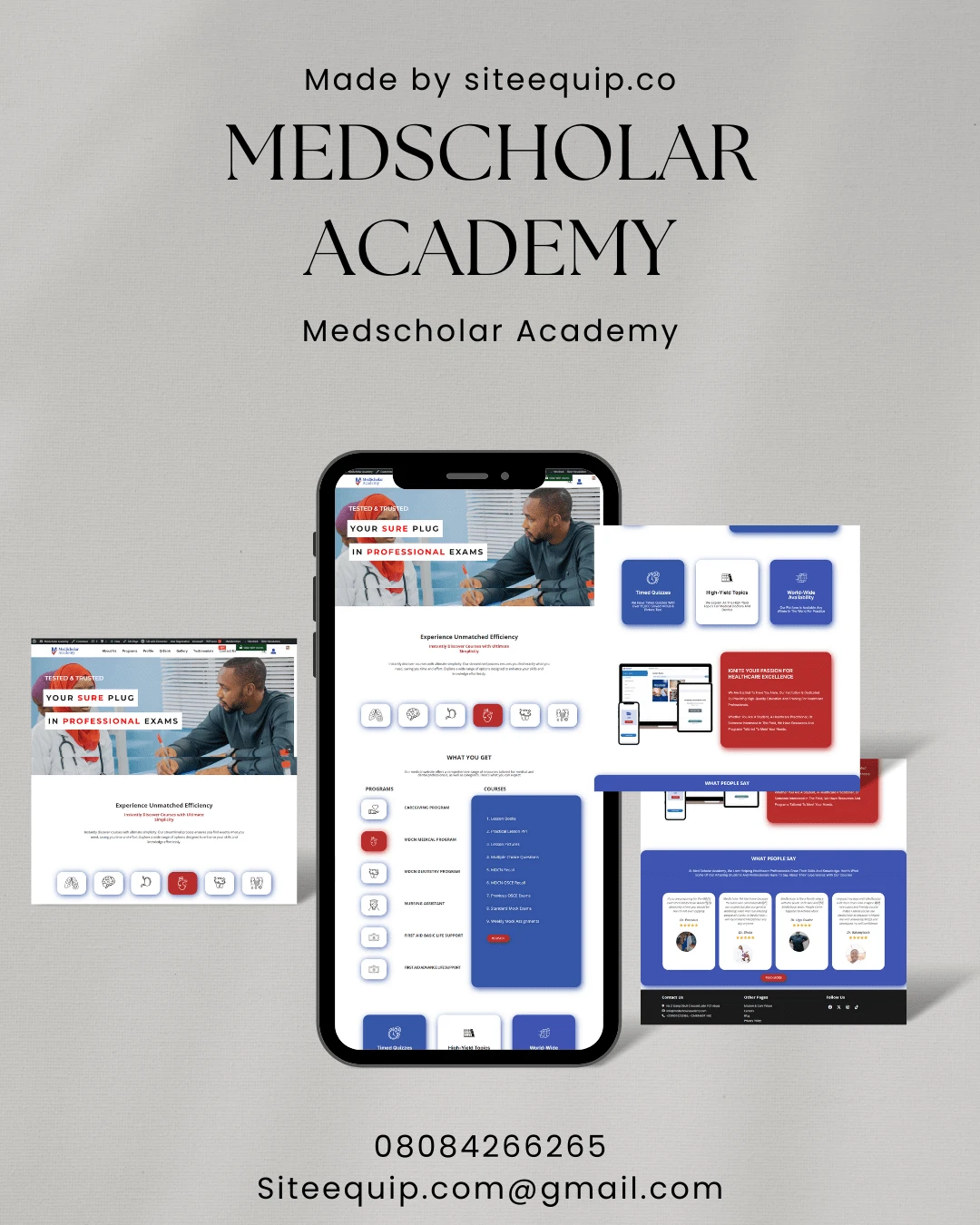 Med Scholar Academy. Designed with Figma and developed using WordPress with SEO optimization.”