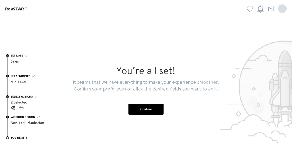 Onboarding experience wireframes