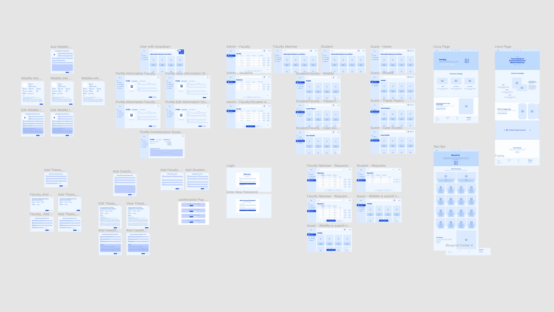 Linus low fidelity wireframes