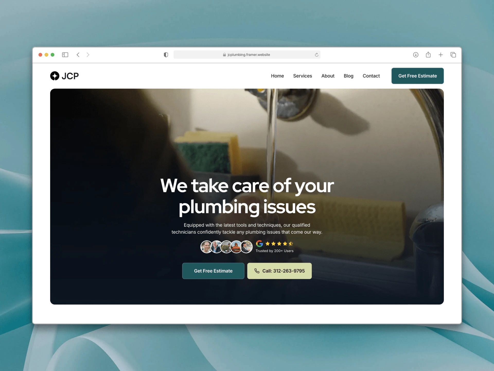 JCP Plumbing Hero Section | Homepage