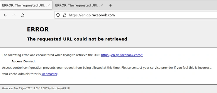 Blocking Facebook from being accessed using Squid Proxy