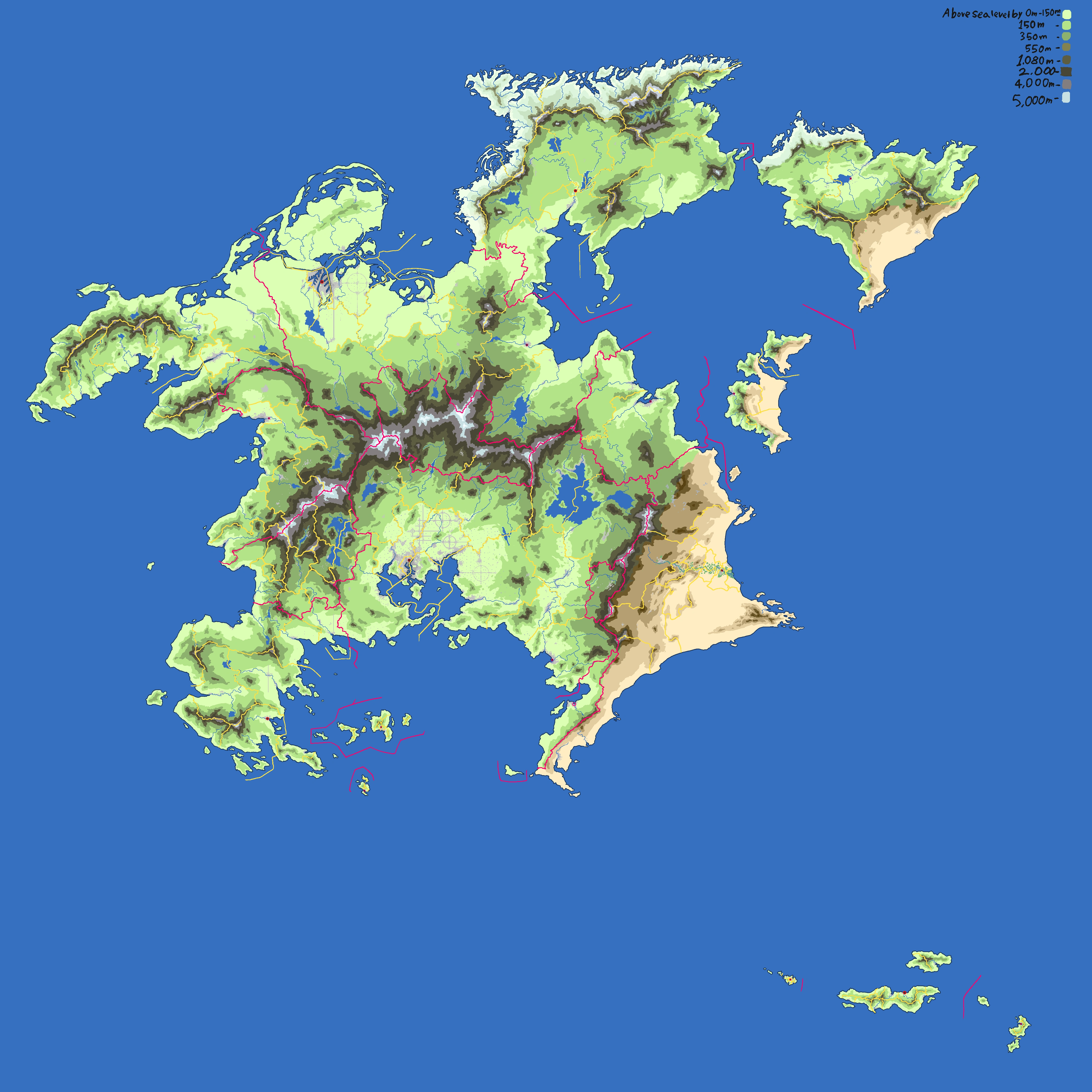   fictional map with political borders and different climate