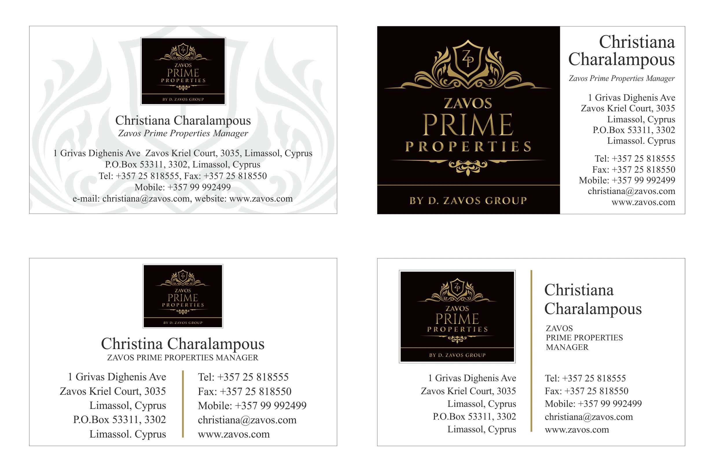 Zavos Prime Properties - Business Card Designs