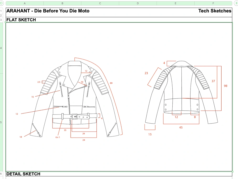 Tech Pack Spec sheet