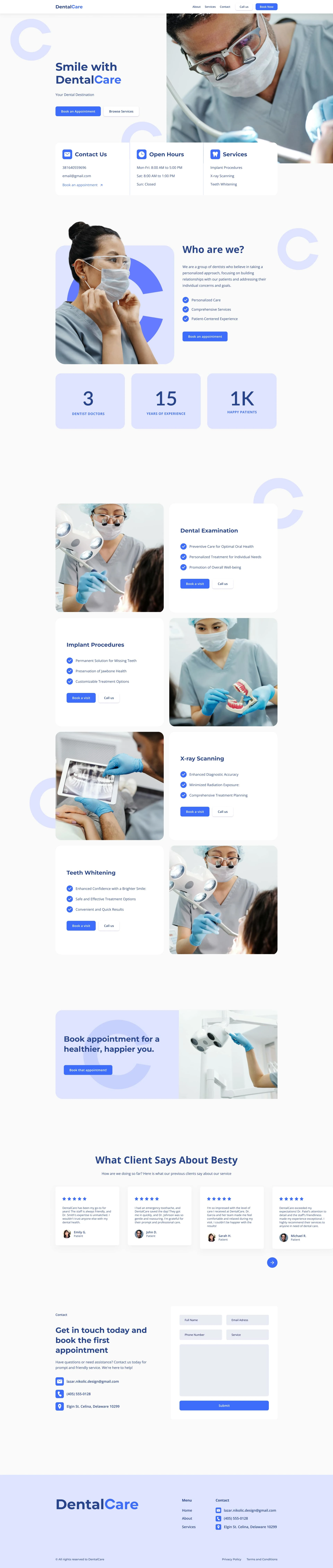 Dental Care is a user-friendly website that makes scheduling dental appointments simple and convenient. Whether you need a routine checkup, cleaning, or specialized treatment, our platform allows you to easily book appointments with trusted dental professionals. Stay on top of your oral health with just a few clicks!