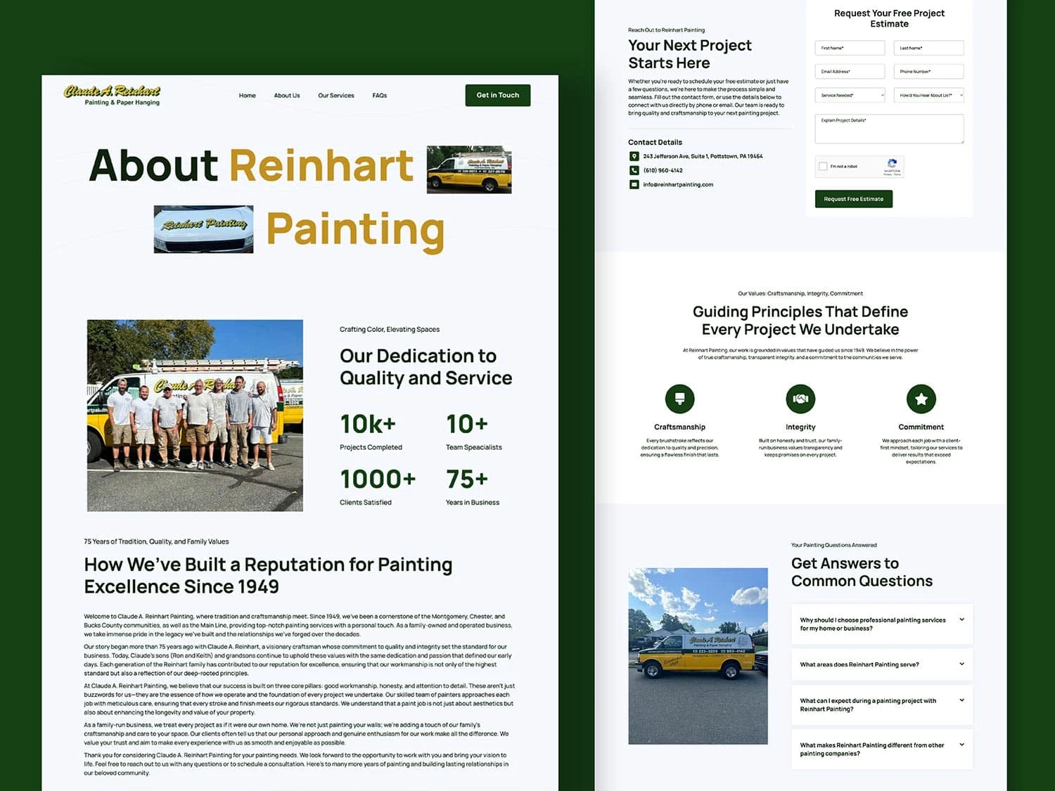 About Us page on reinhartpainting.com