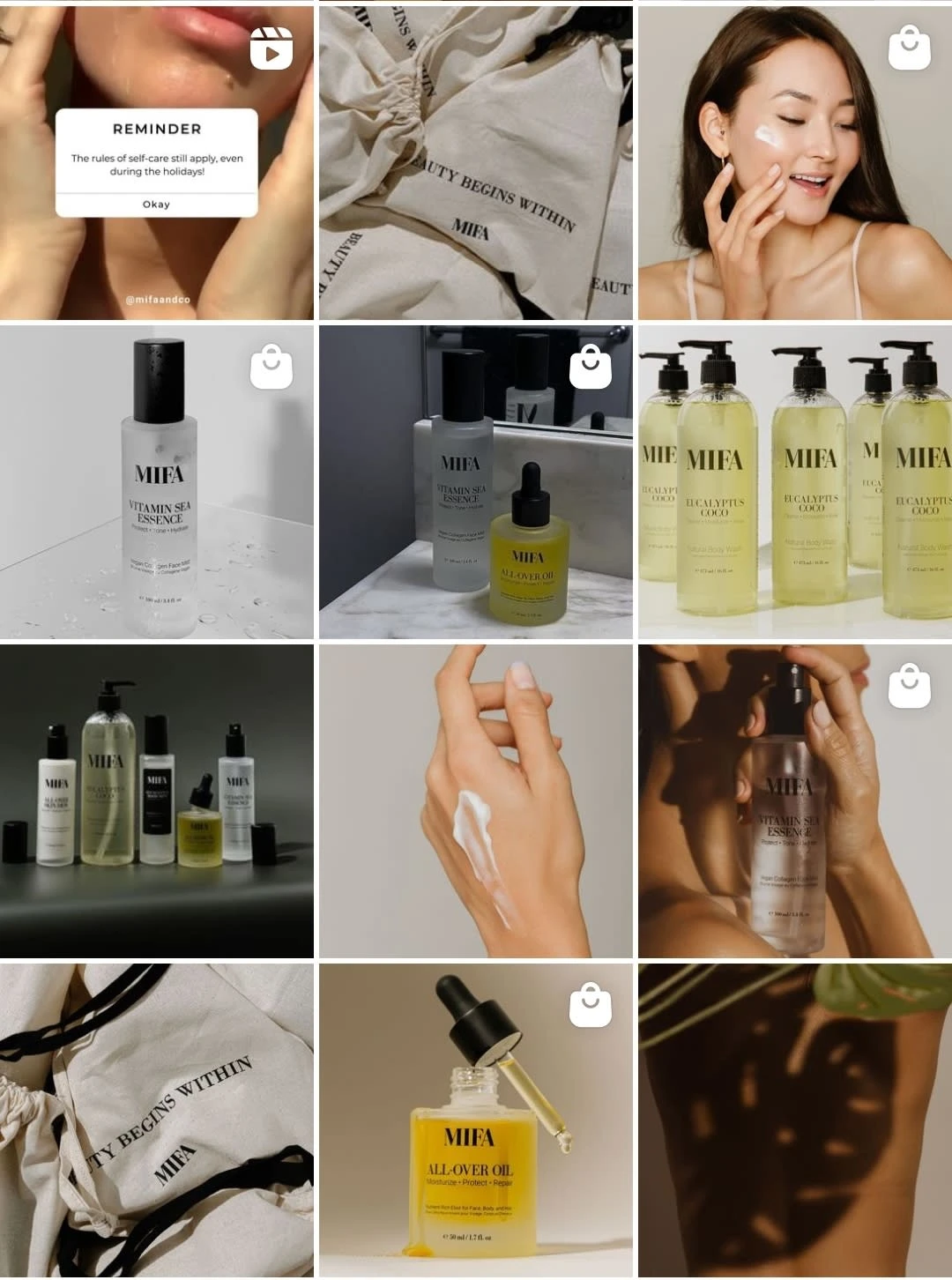 A snapshot of the brand's feed after working with Founded in Beauty. 