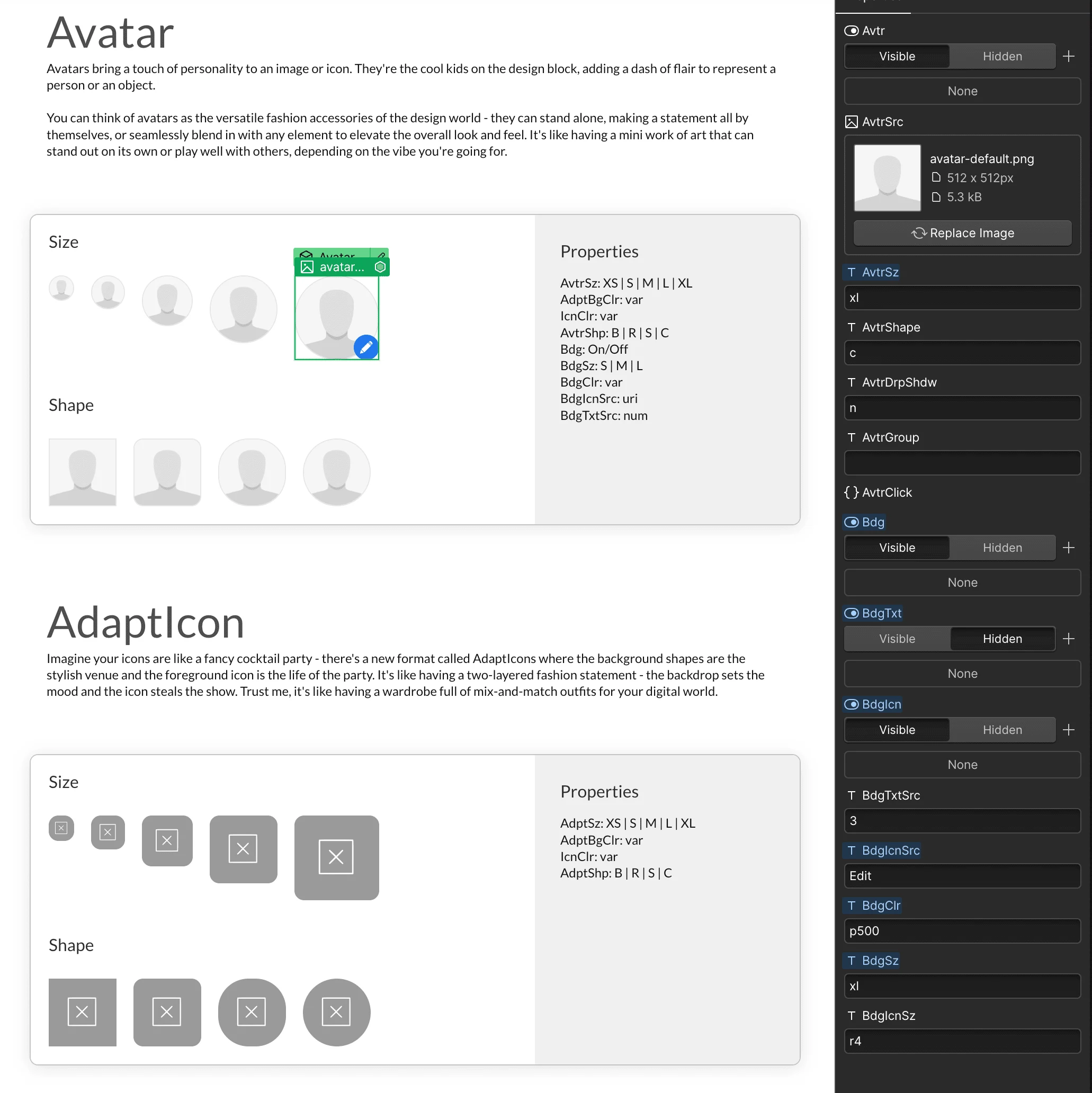 Webflow - Component Library (Avatar) with properties passed to Next.js