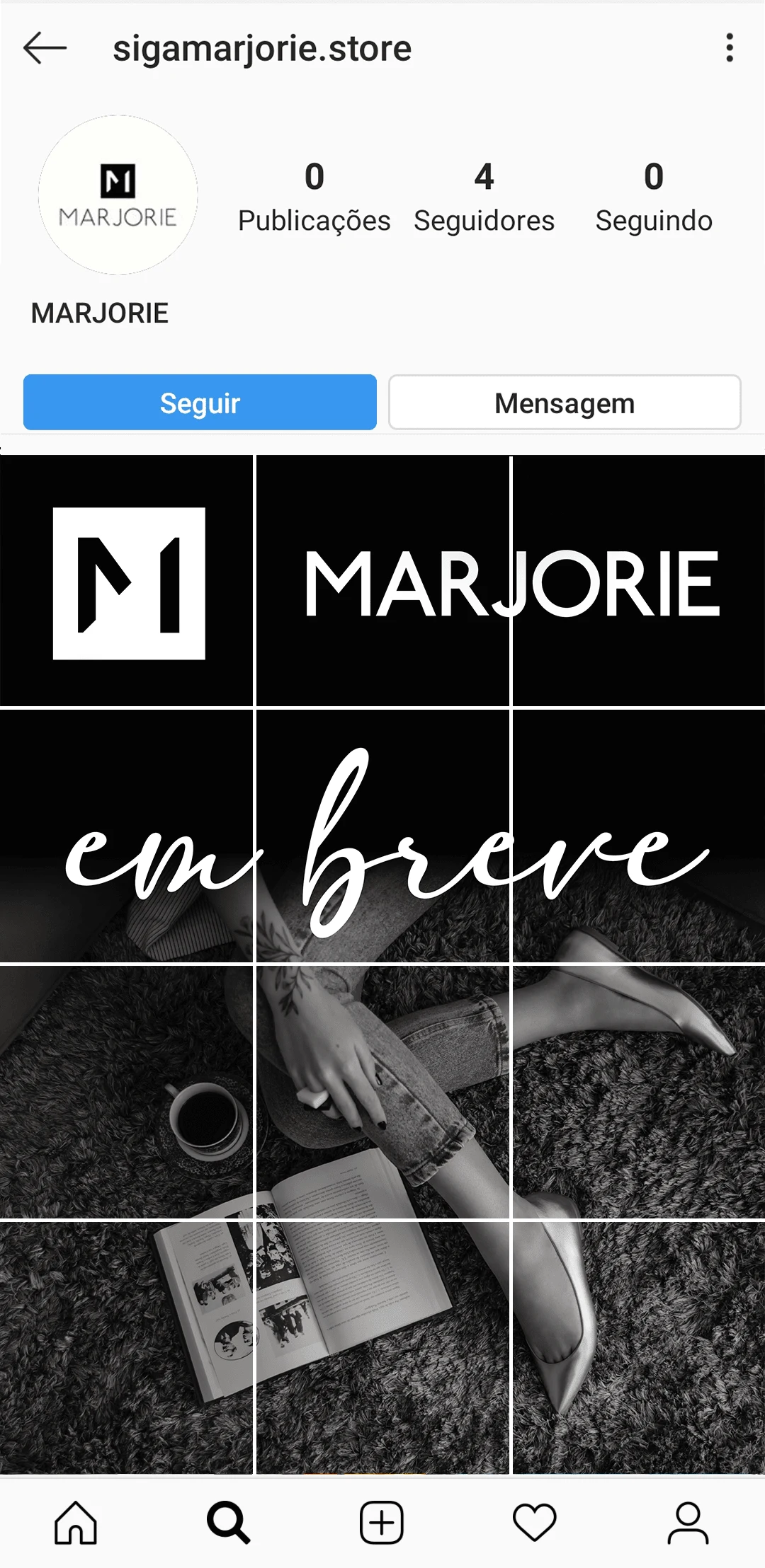 Mockup of how the profile would look like for Marjorie's launch. It is written "Soon" on the wall.