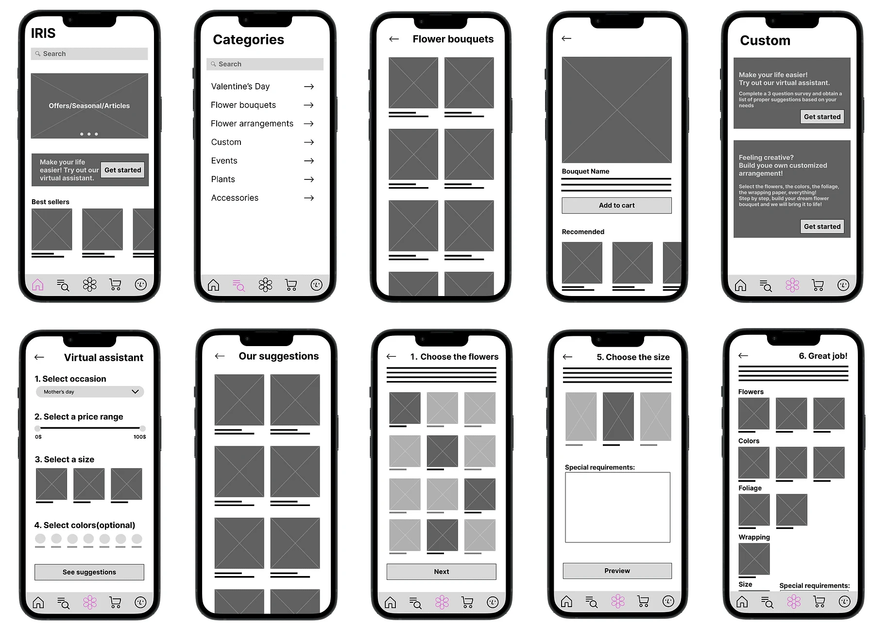 lo-fi wireframes