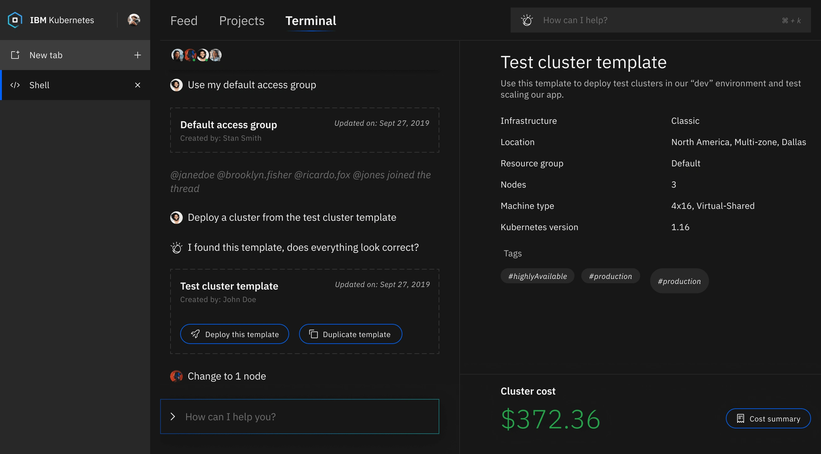 Collaborative terminal on the left, artifact rendering on the right.