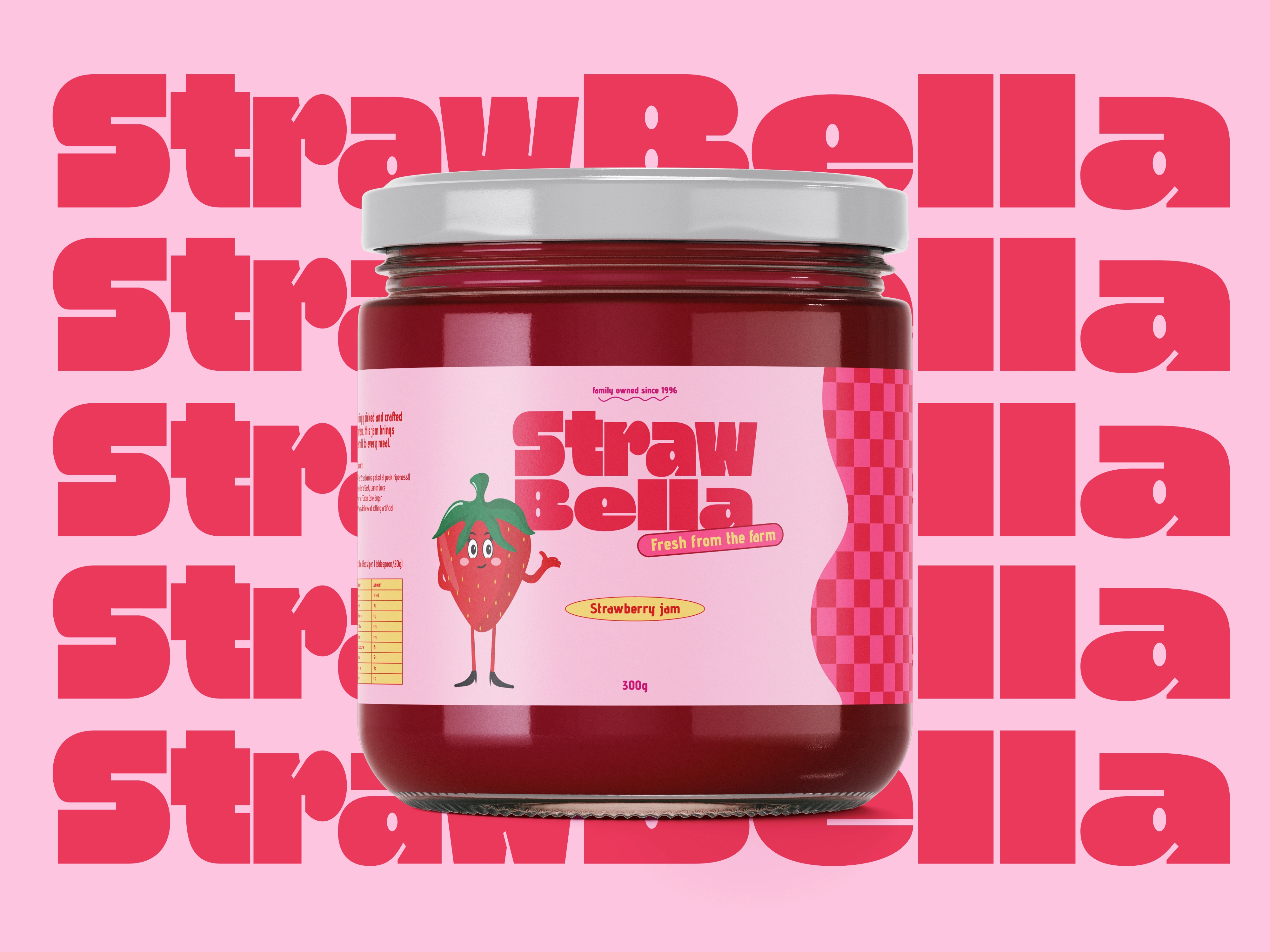 Strawbella - strawberry jam packaging