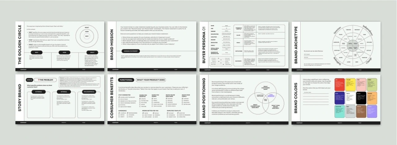 Selected pages from the Brand Strategy Workbook